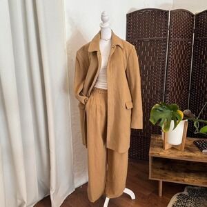 Banana Republic Wool Blend Tan Brown Coat Blazer Size Large Preppy Minimalist
